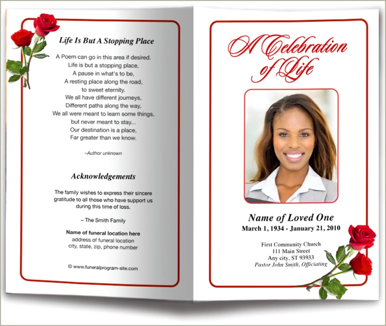 Free Funeral Program Templates For Pages