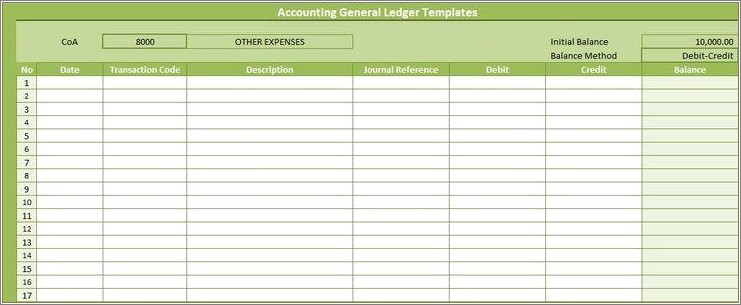 Free General Ledger Template In Excel