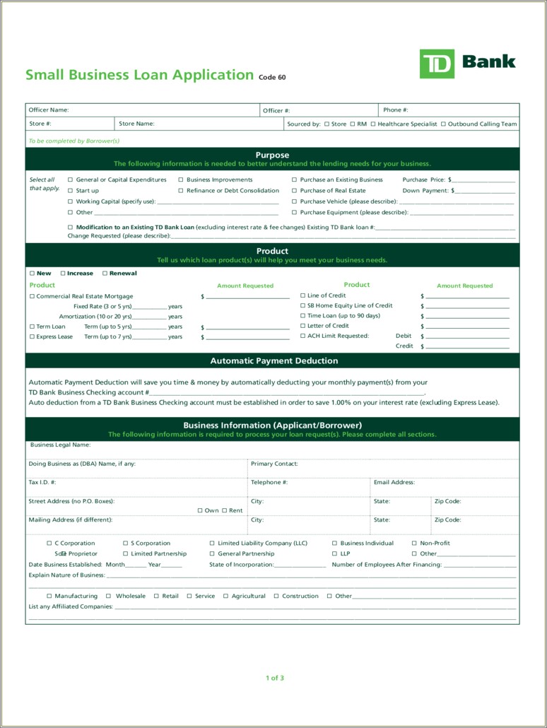 Free Generic Commercial Loan Application Template