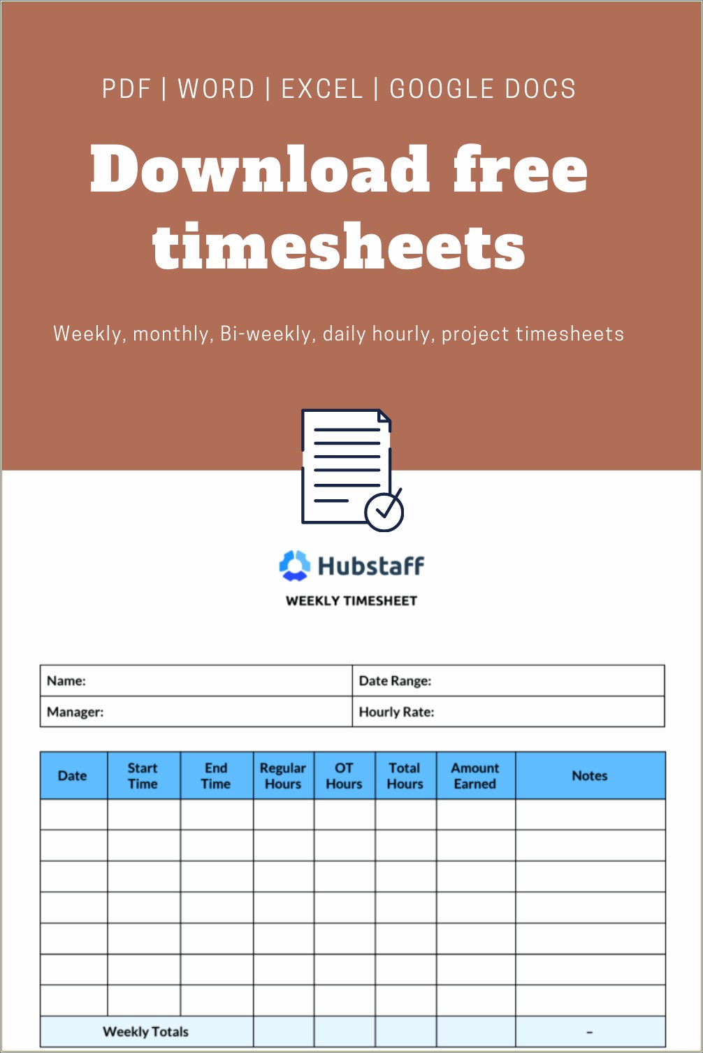 Free Google Docs Monthly Timesheet Template