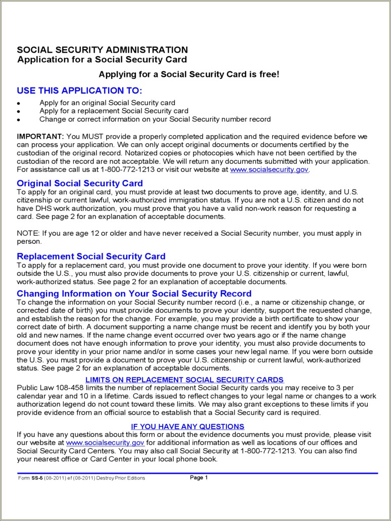 Free Gov Social Security Template Pdf