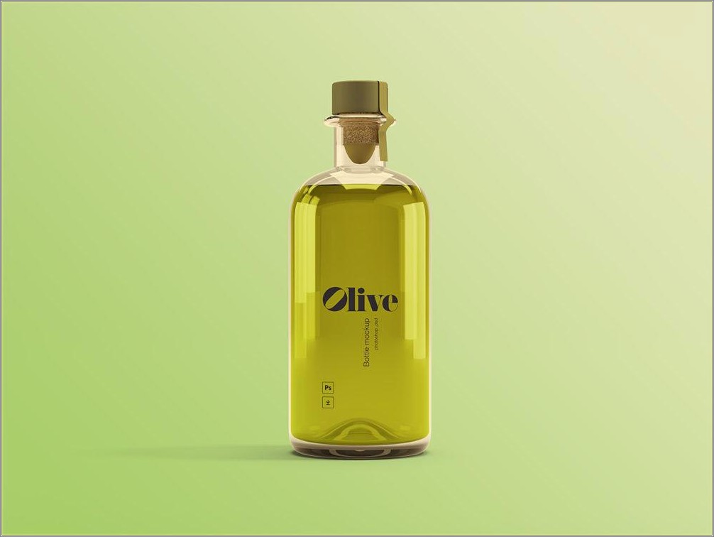 Free Green Olive Bottle Mockup Template
