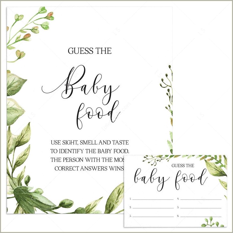 Free Guess The Baby Food Template