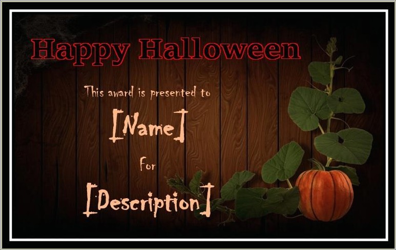 Free Halloween Costume Contest Certificate Templates