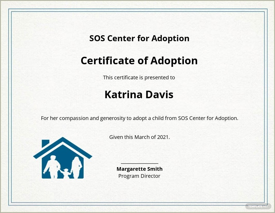 Free Hamster Adoption Certificate Template Word