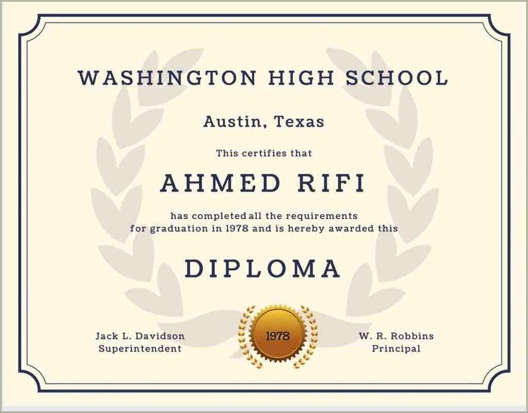 Free High School Diploma Templates Download