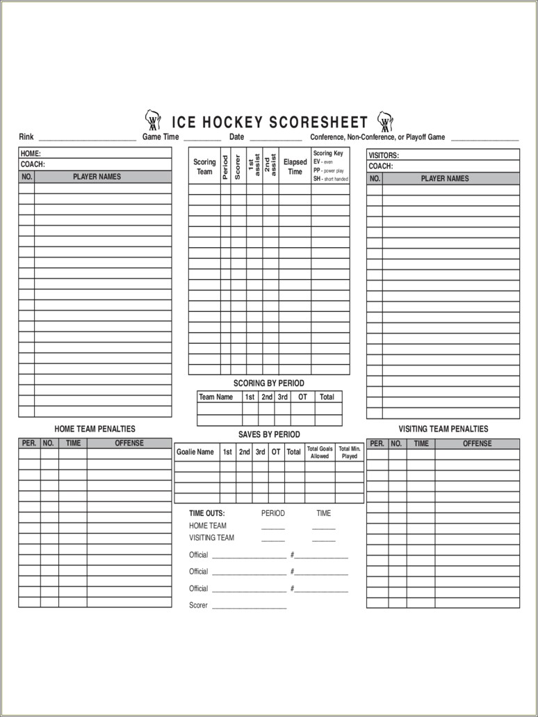 Free Hockey Player Stat Sheet Template