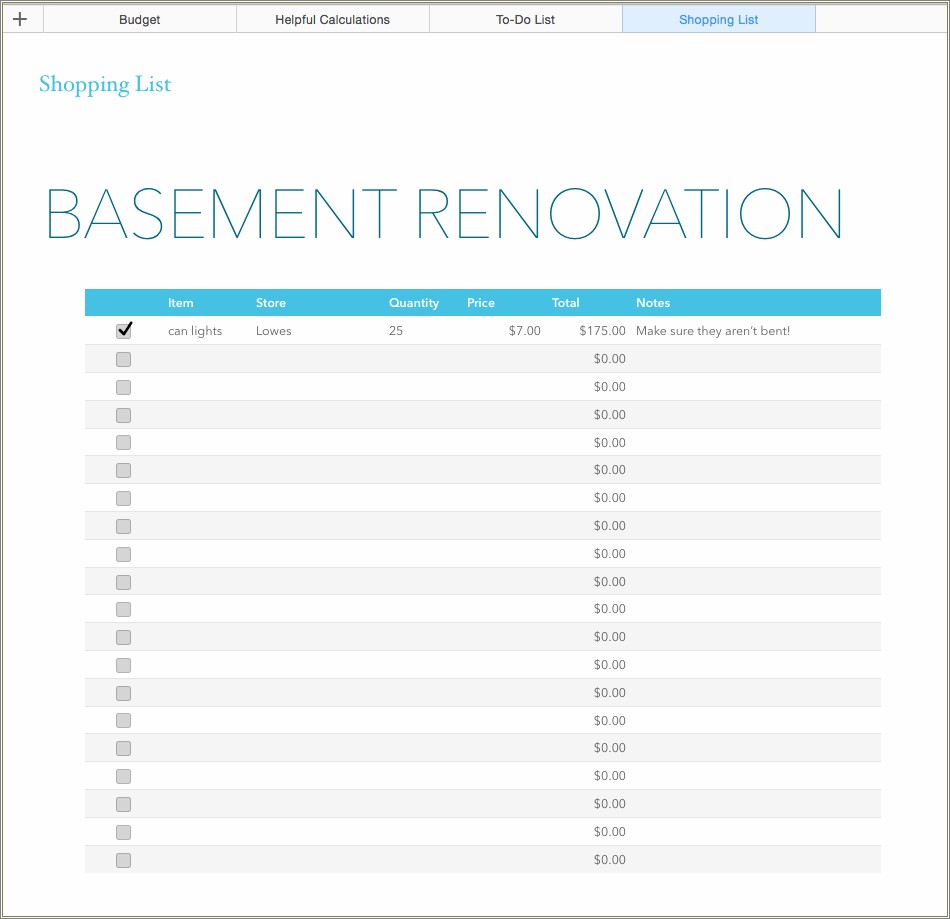 Free Home Renovation Budget Excel Template