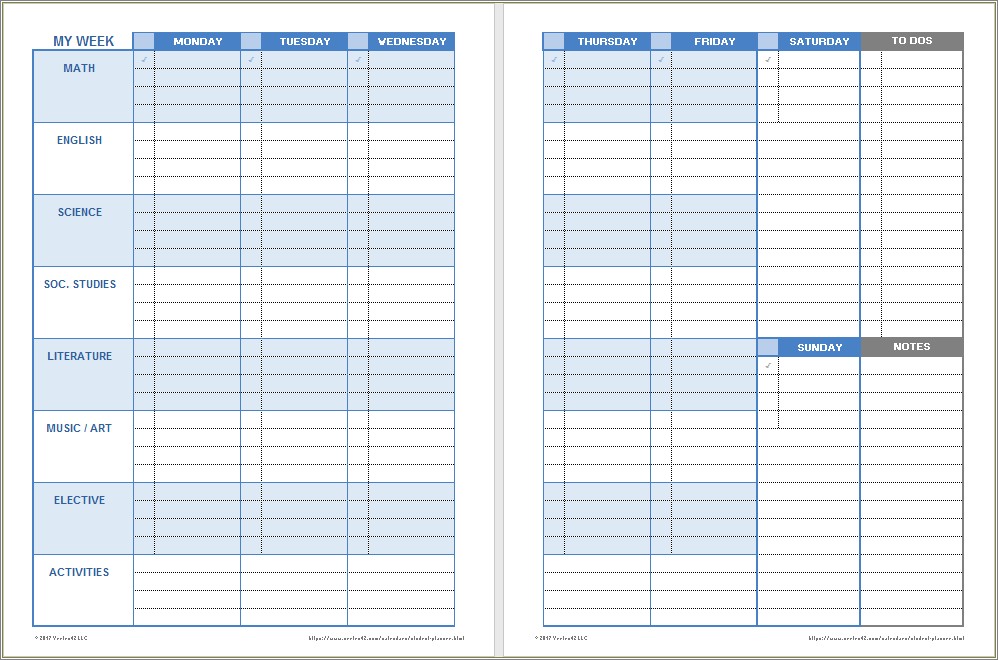 Free Homework Organizer Template For Students