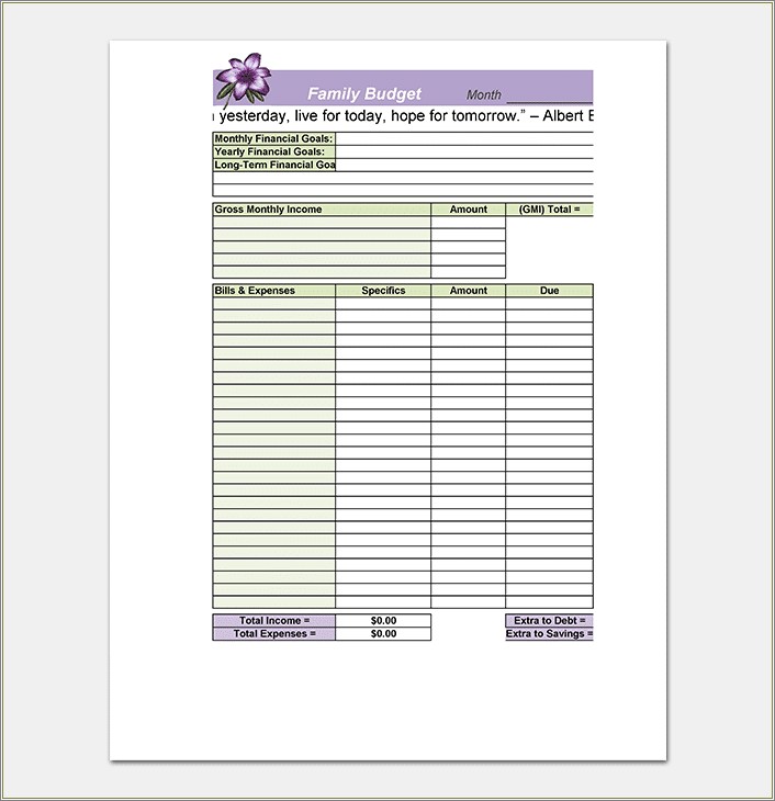 Free Household Budget Template Excel Uk