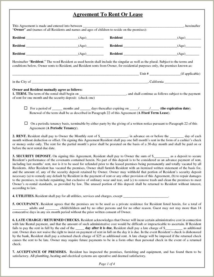Free Lease Template For Adult Child
