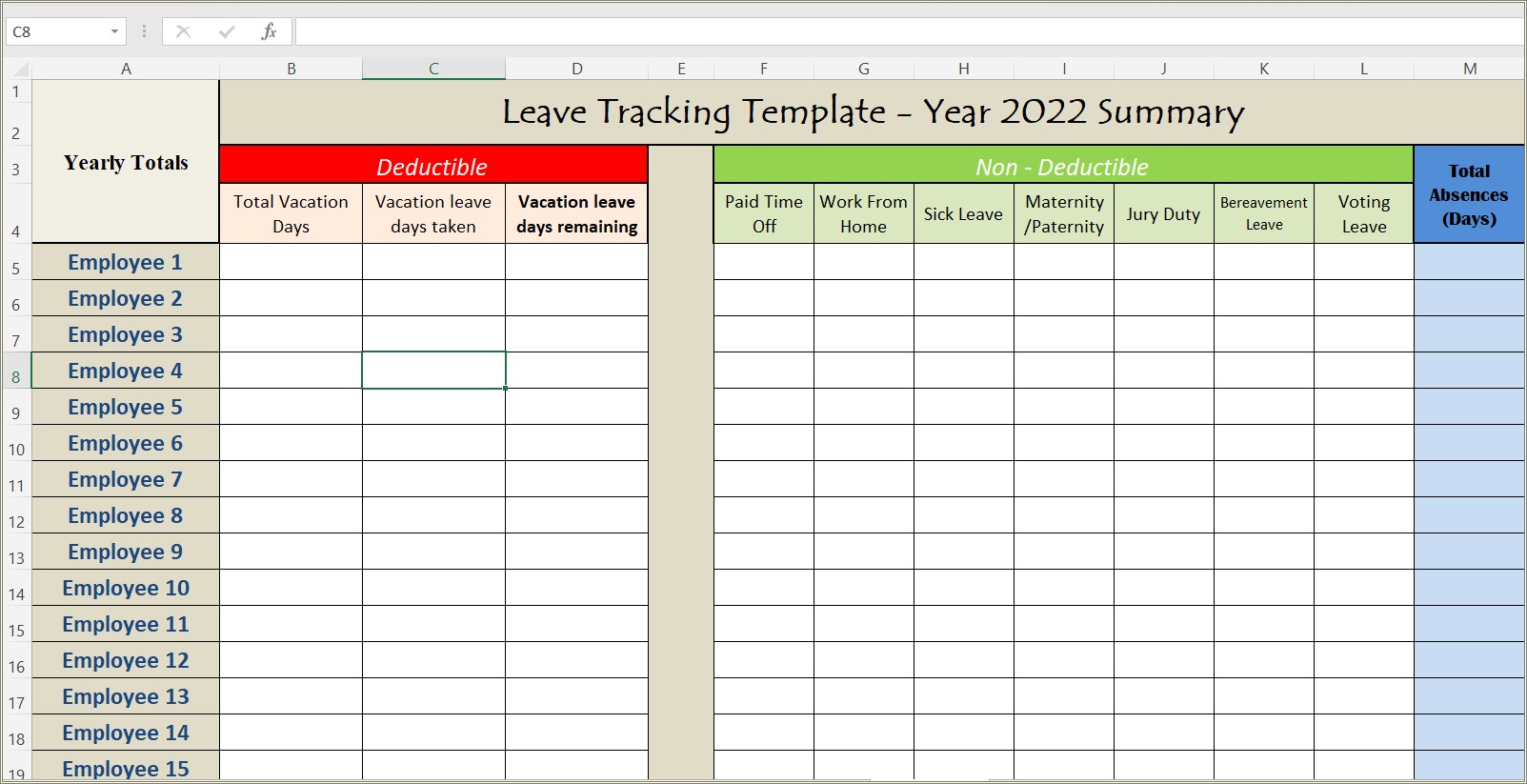 Free Leave Tracker Excel Template 2018