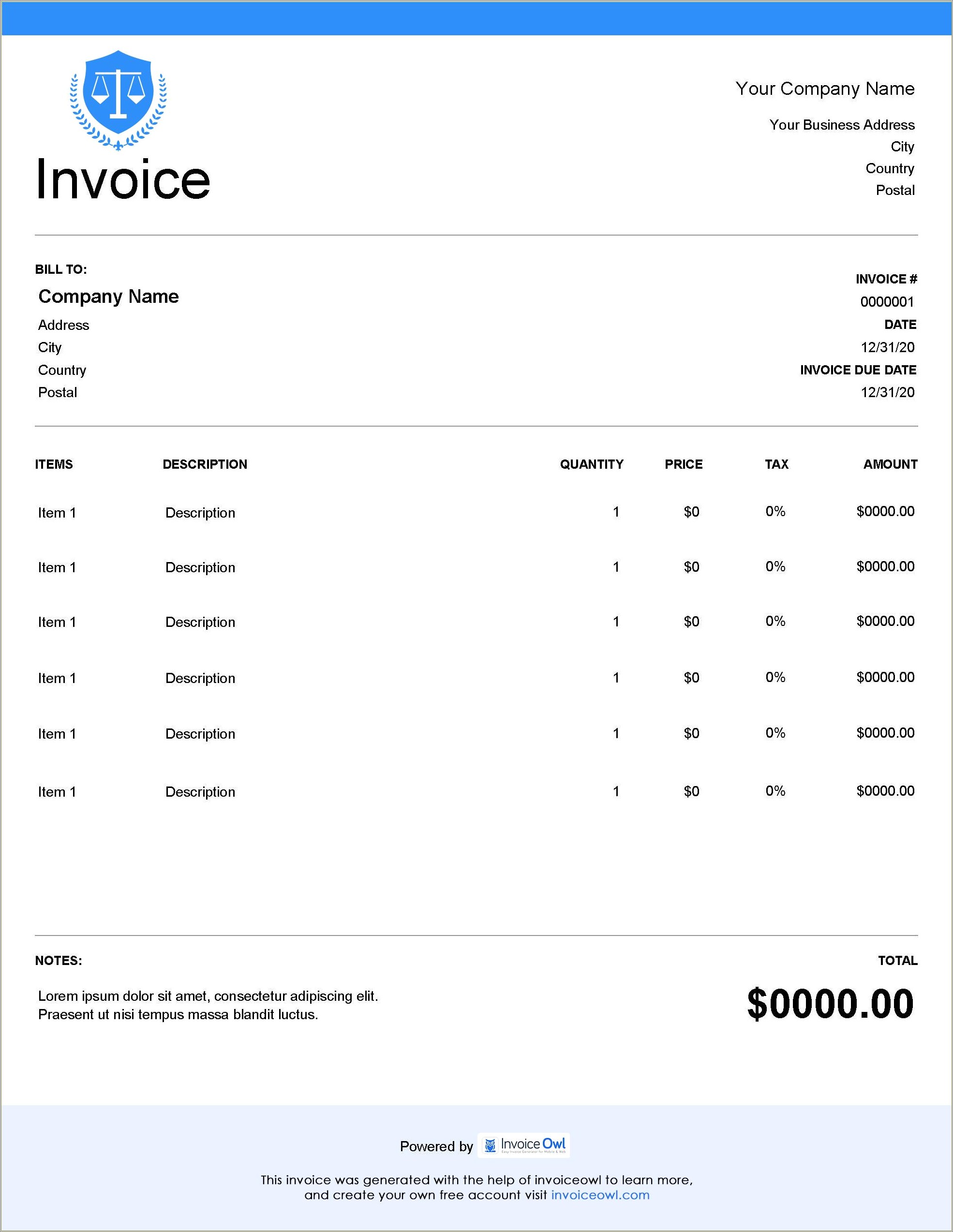 Free Legal Billing Template In Excel