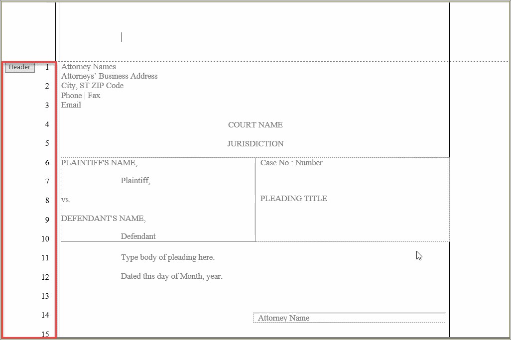 Free Legal Pleading Template For Word