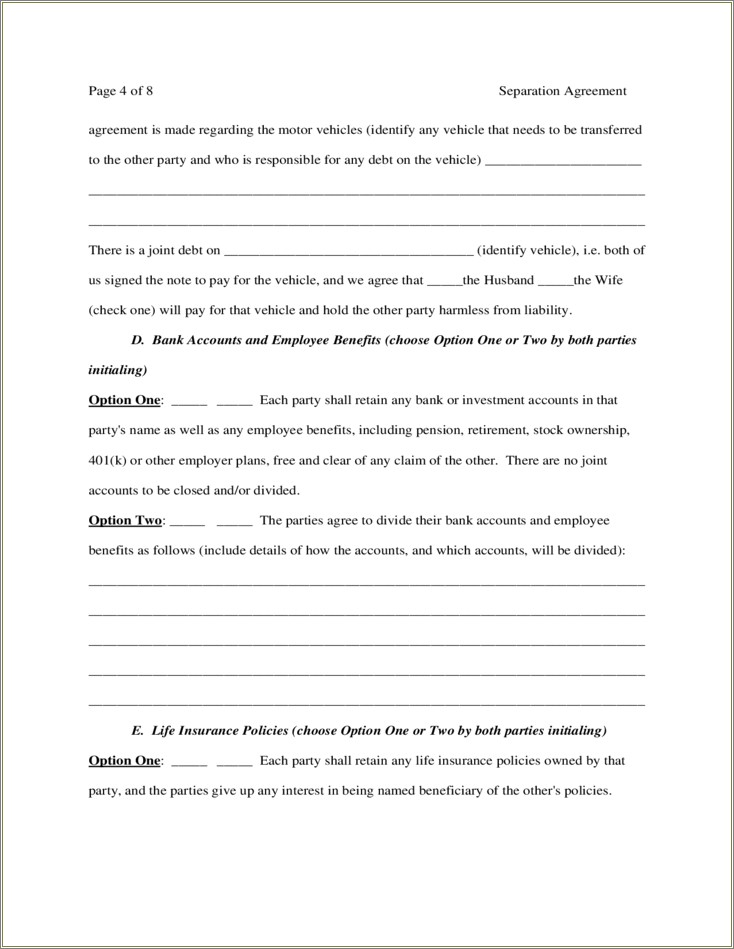 Free Legal Separation Agreement Template Uk