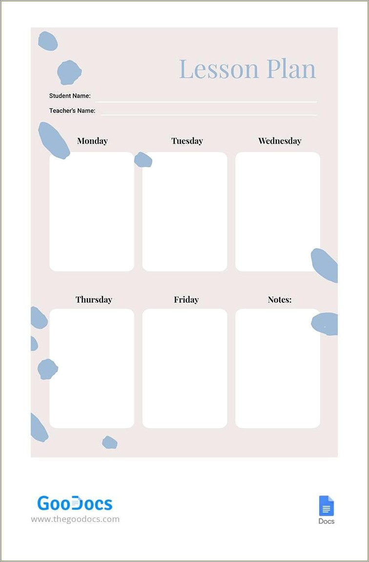 Free Lesson Plan Template For Google