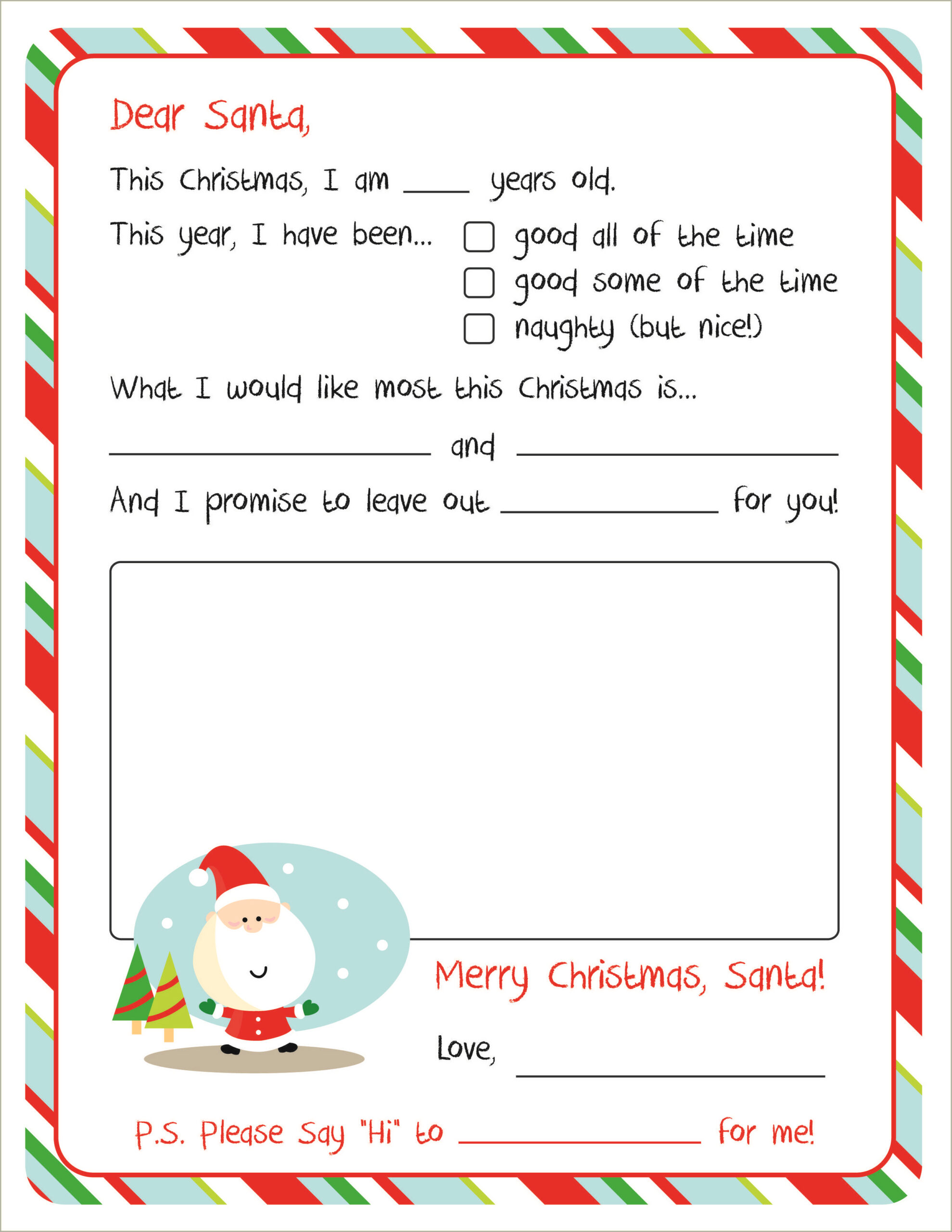 Free Letter To Santa Letter Template
