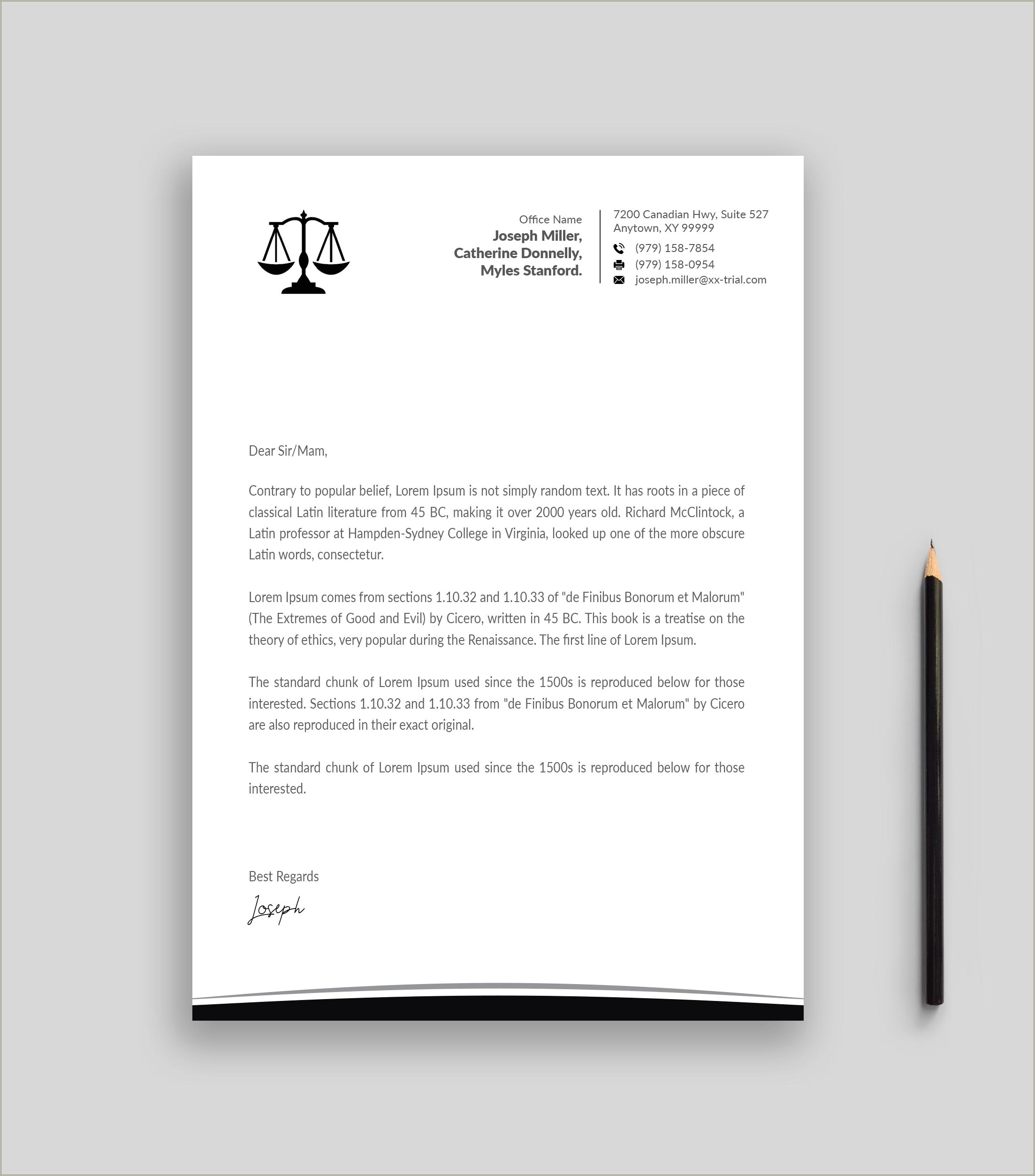 Free Letterhead Template For Law Office