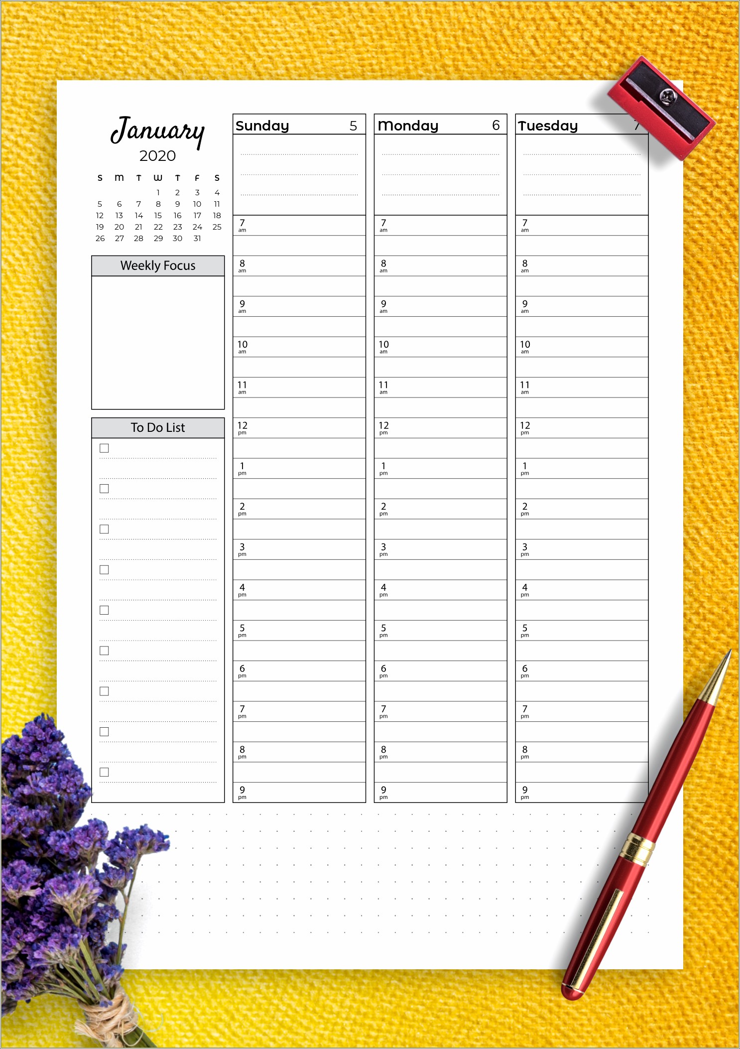 Free Lined2 Page Calendar Template 2019