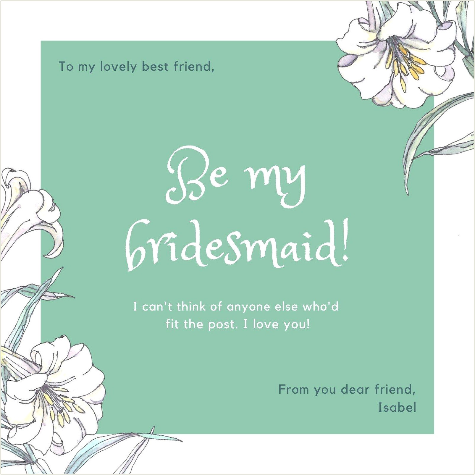 Free Maid Of Honor Card Template