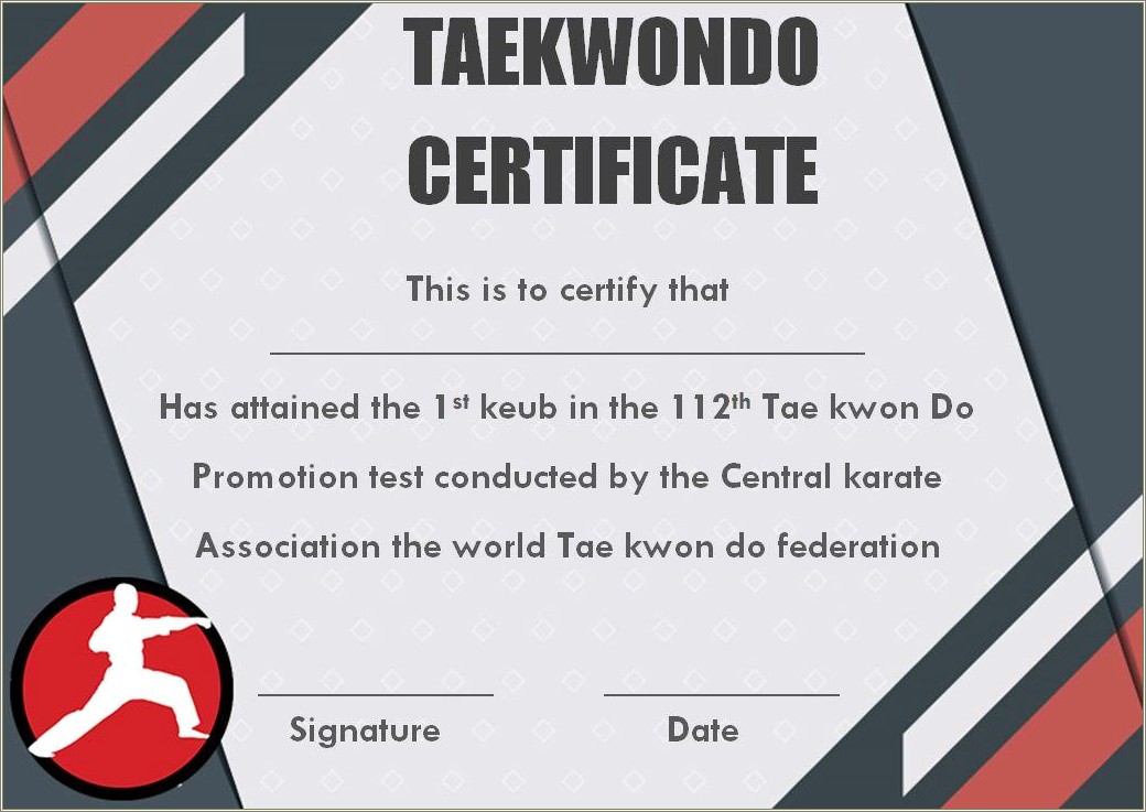Free Martial Arts Certificate Templates Download