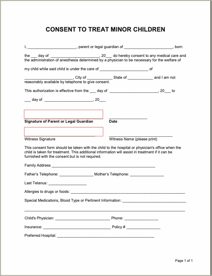 Free Medical Release Form Template Minor