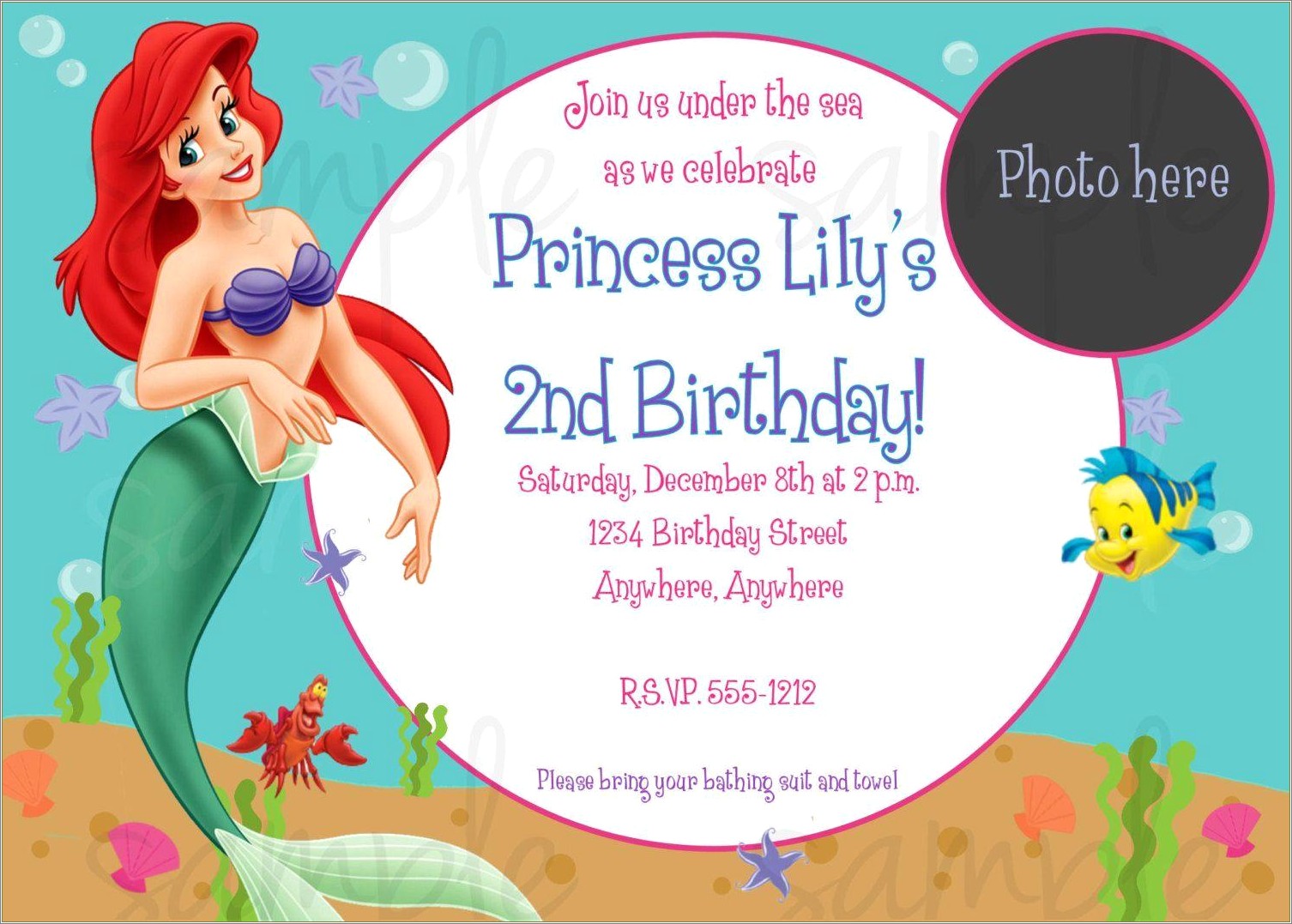 Free Mermaid Birthday Party Invitation Template