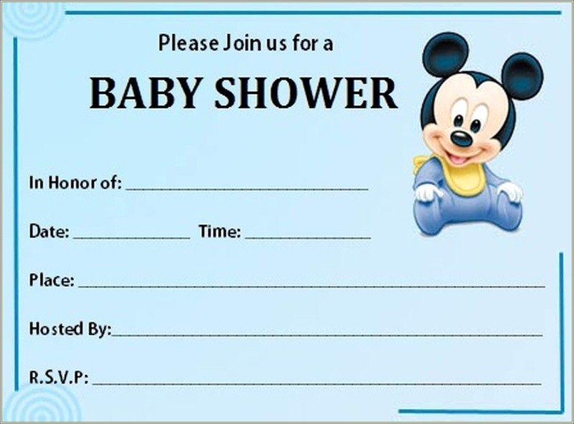 Free Mickey Mouse Baby Shower Templates