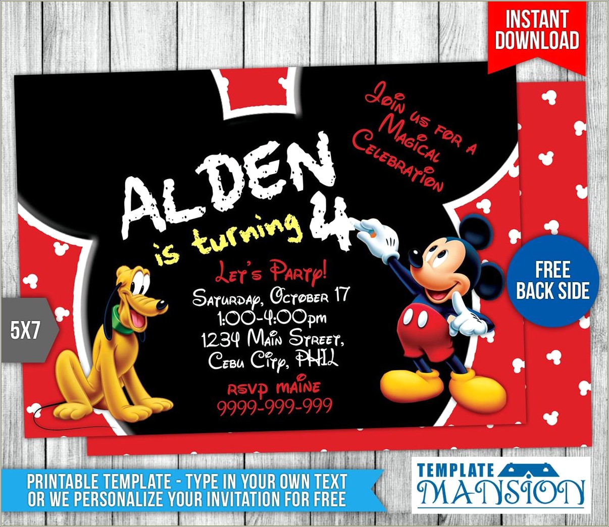 Free Mickey Mouse Birthday Invite Template