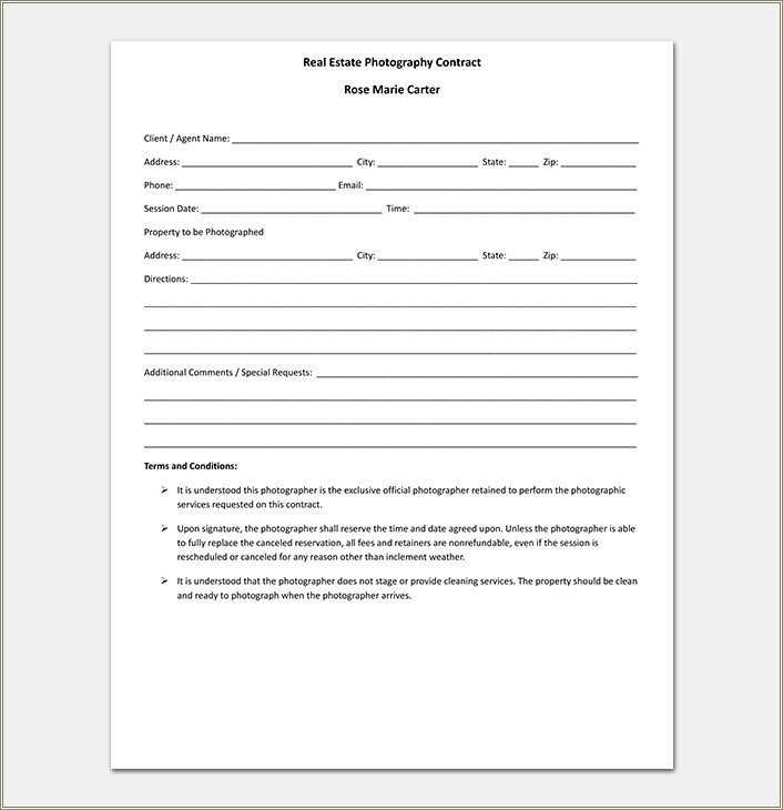 Free Microsoft Word Photography Contract Template