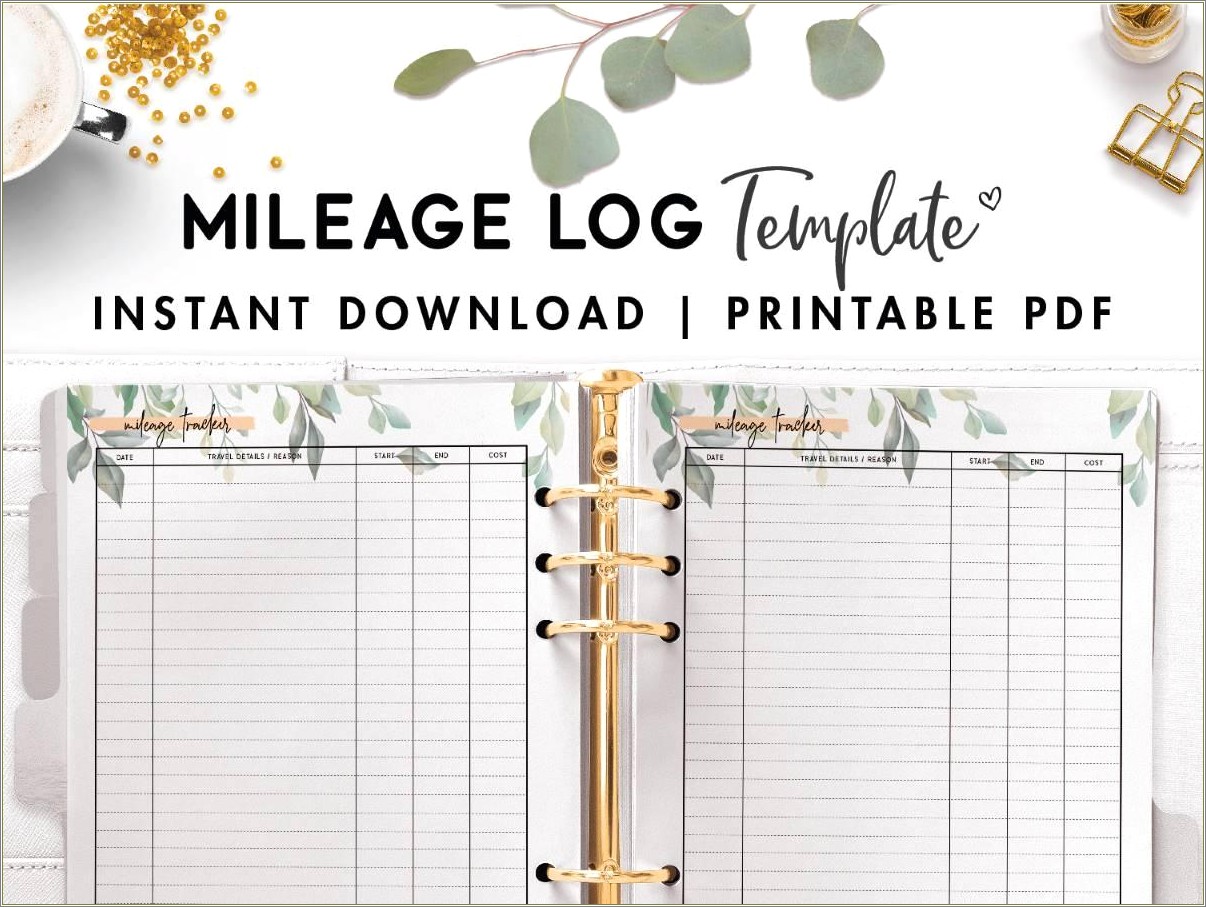 Free Mileage Log Sheet Template Printable