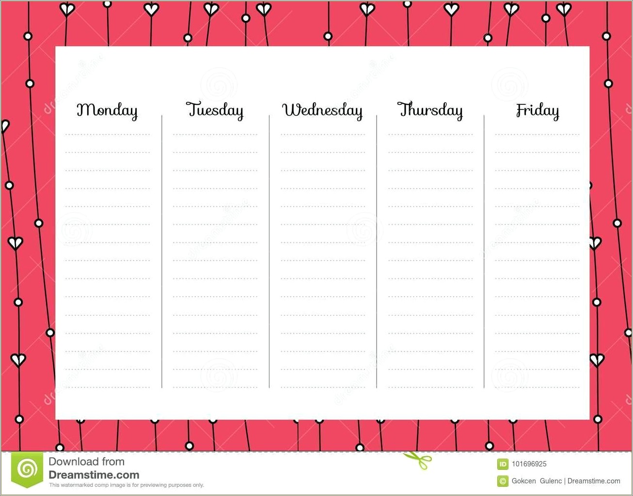 Free Monday To Friday Calendar Template
