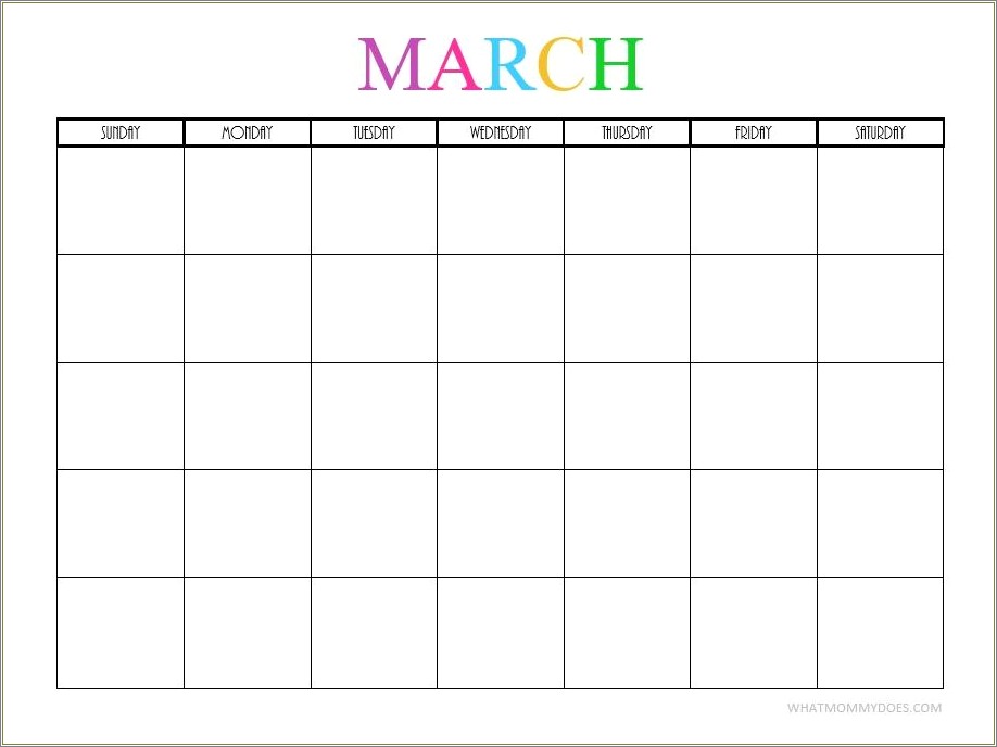 Free Monthly Calendar Template With Lines