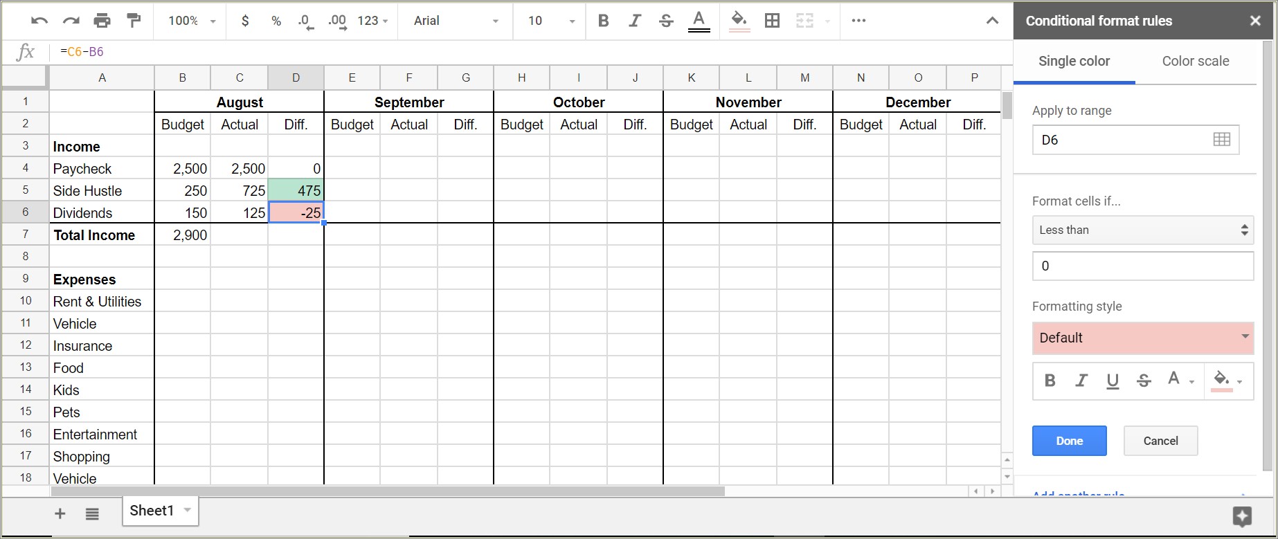 Free Monthly Expenses Google Sheets Template