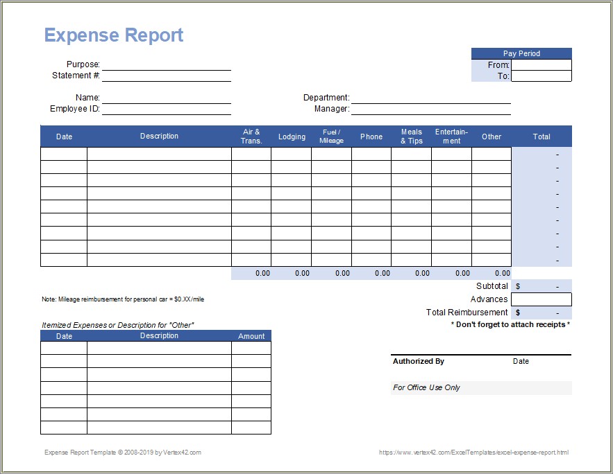 Free Monthly Household Expense Report Template