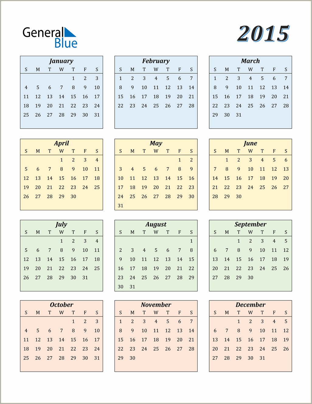 Free Monthly Printable Calendar Templates 2015