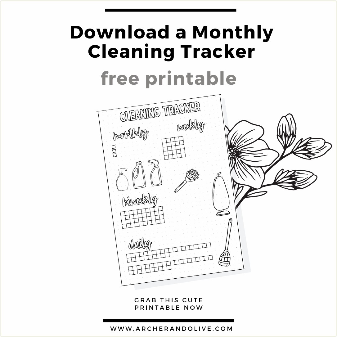 Free Monthly Zone Cleaning Tracker Template