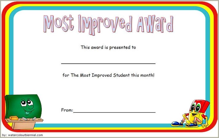 Free Most Improved Student Award Template