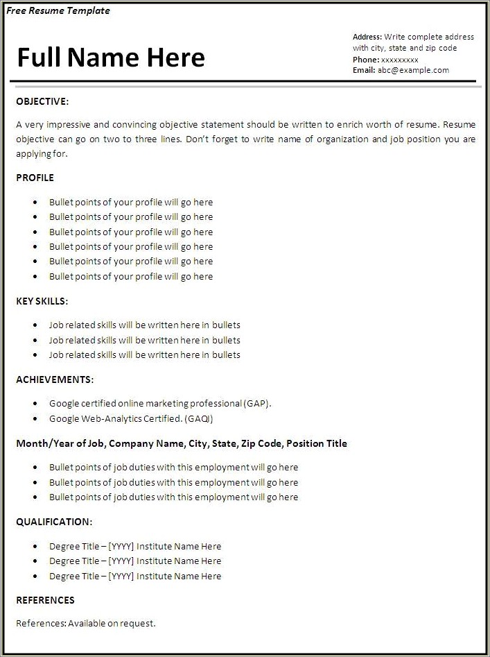Free Ms Word Employment Application Template