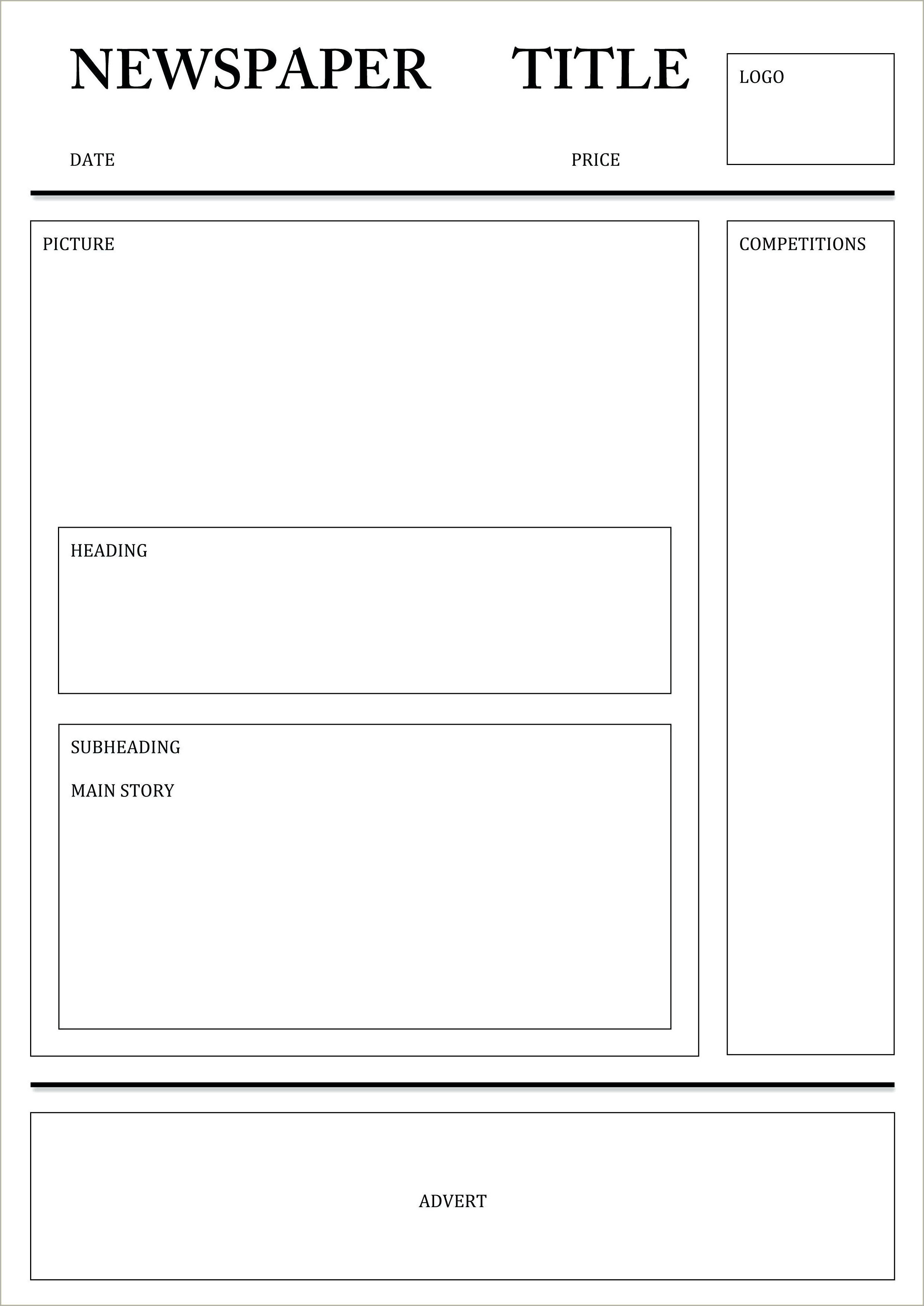 Free Newspaper Template For The Inside