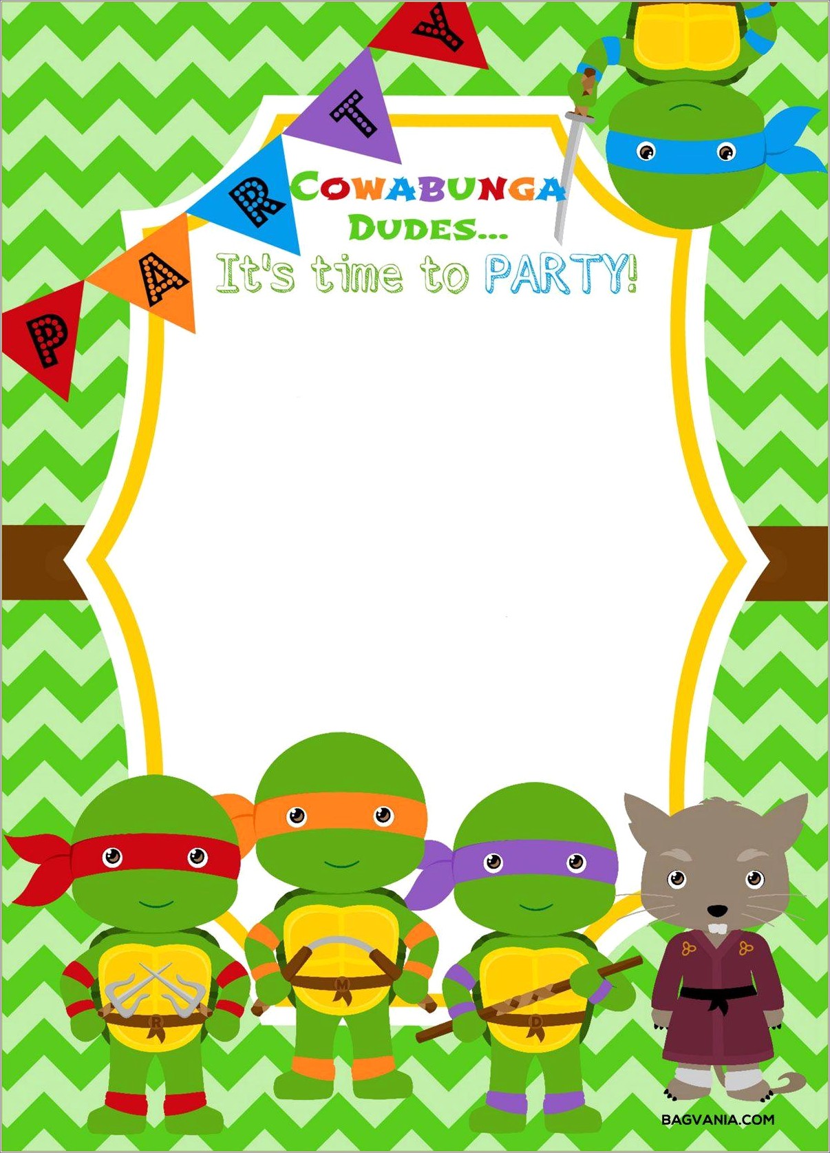Free Ninja Turtle Birthday Invitations Template