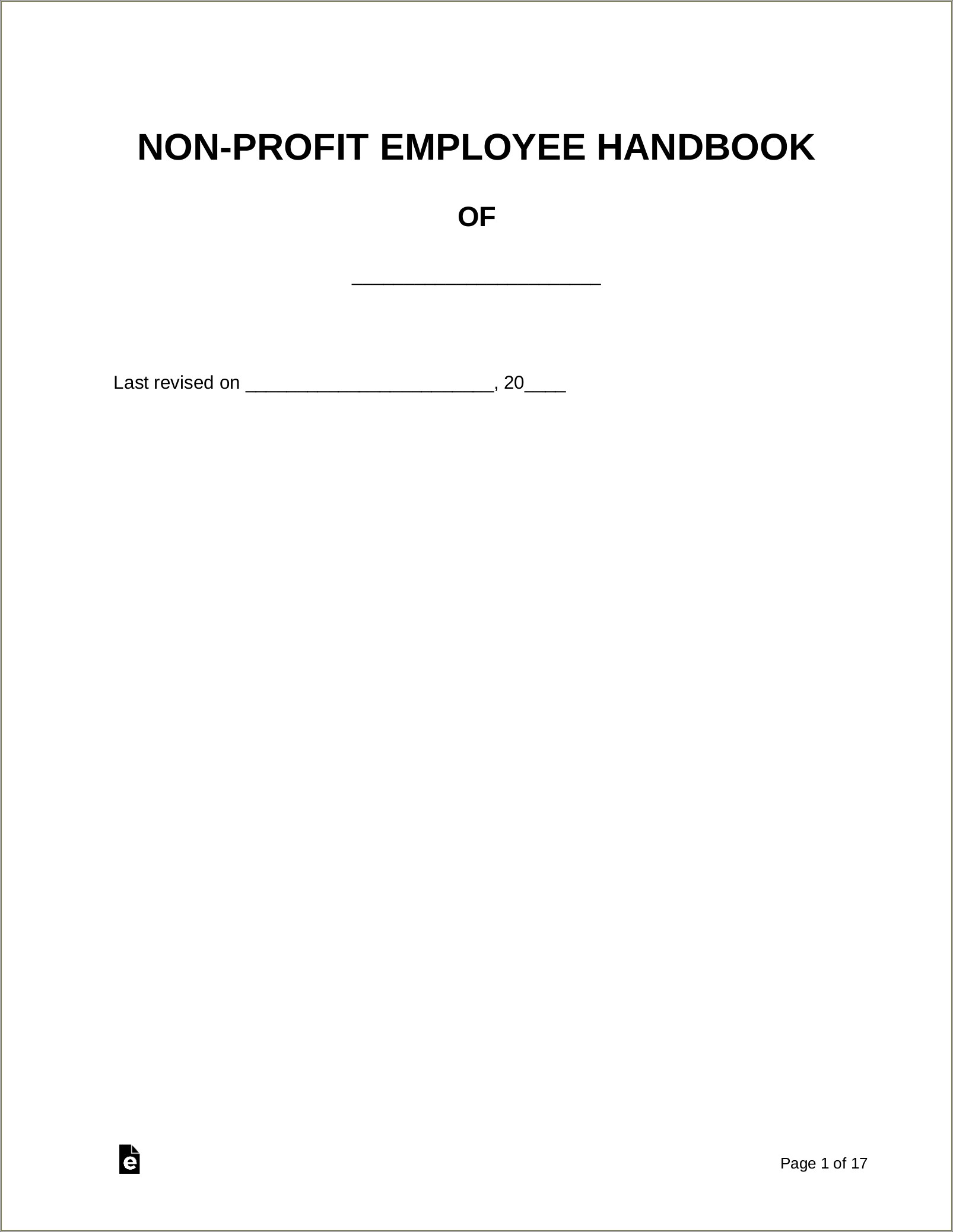 Free Non Profit Employee Handbook Template