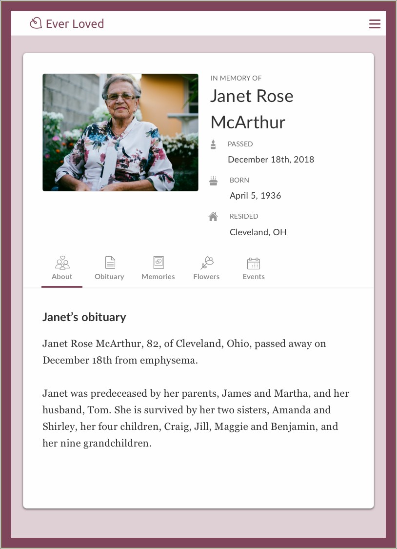 Free Obituary Fill In Template Download