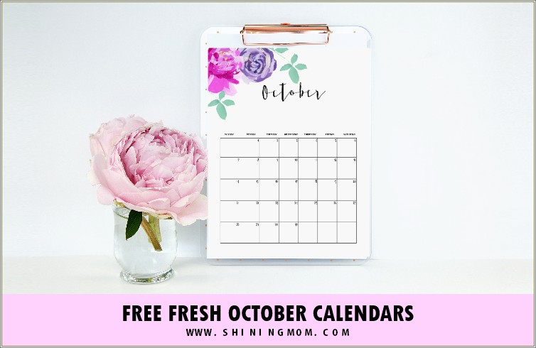 Free October 2018 Printable Calendar Templates