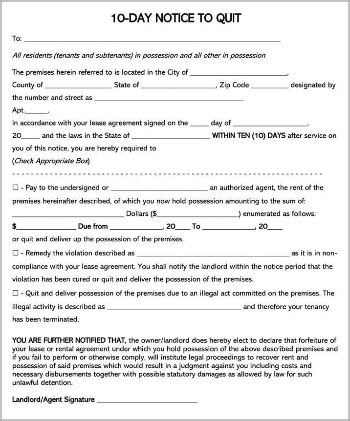 Free Online Eviction Notice Template Ga