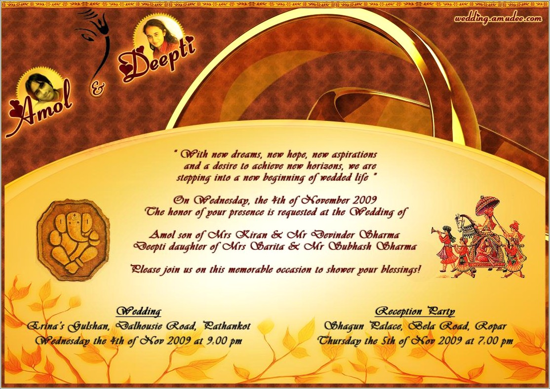 Free Online Indian Wedding Invitations Templates