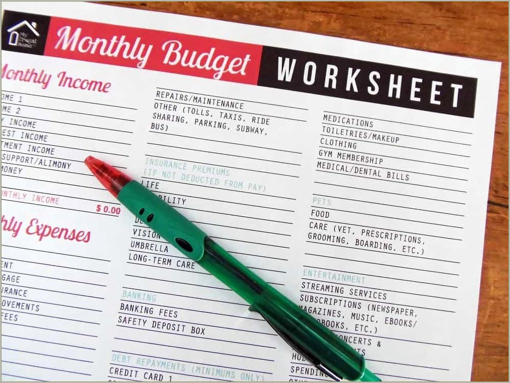 Free Online Monthly Budget Spreadsheet Template