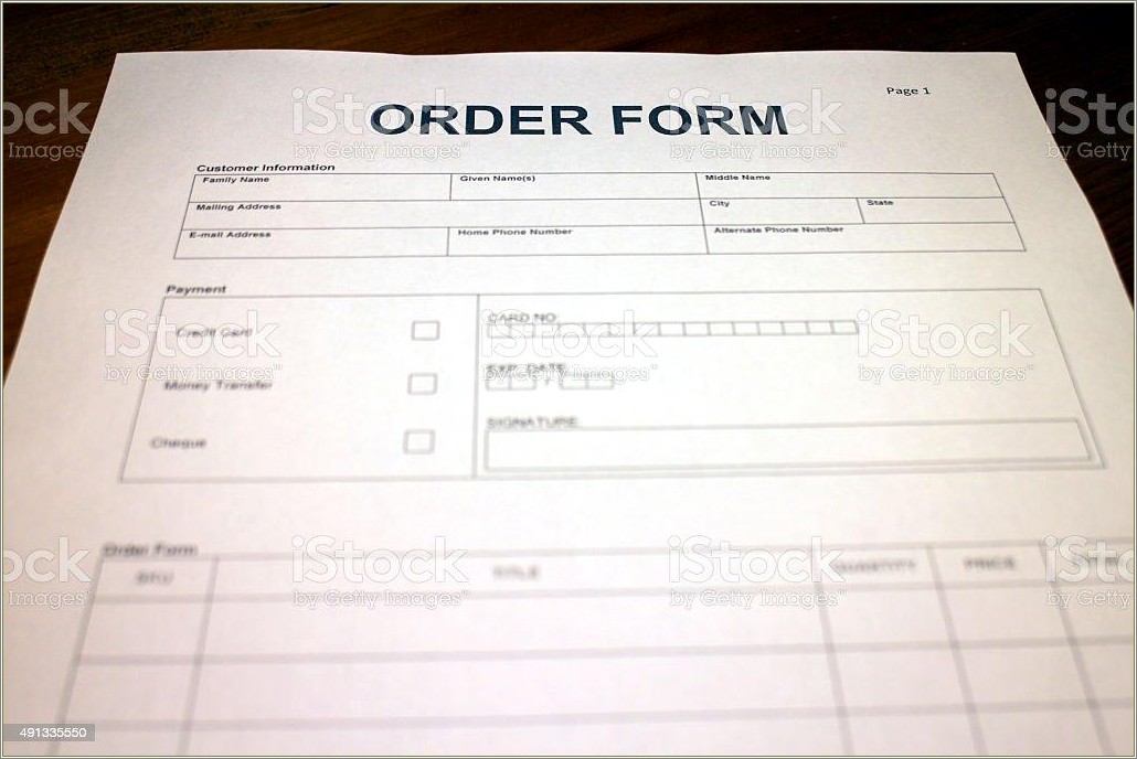 Free Online Photo Order Form Template