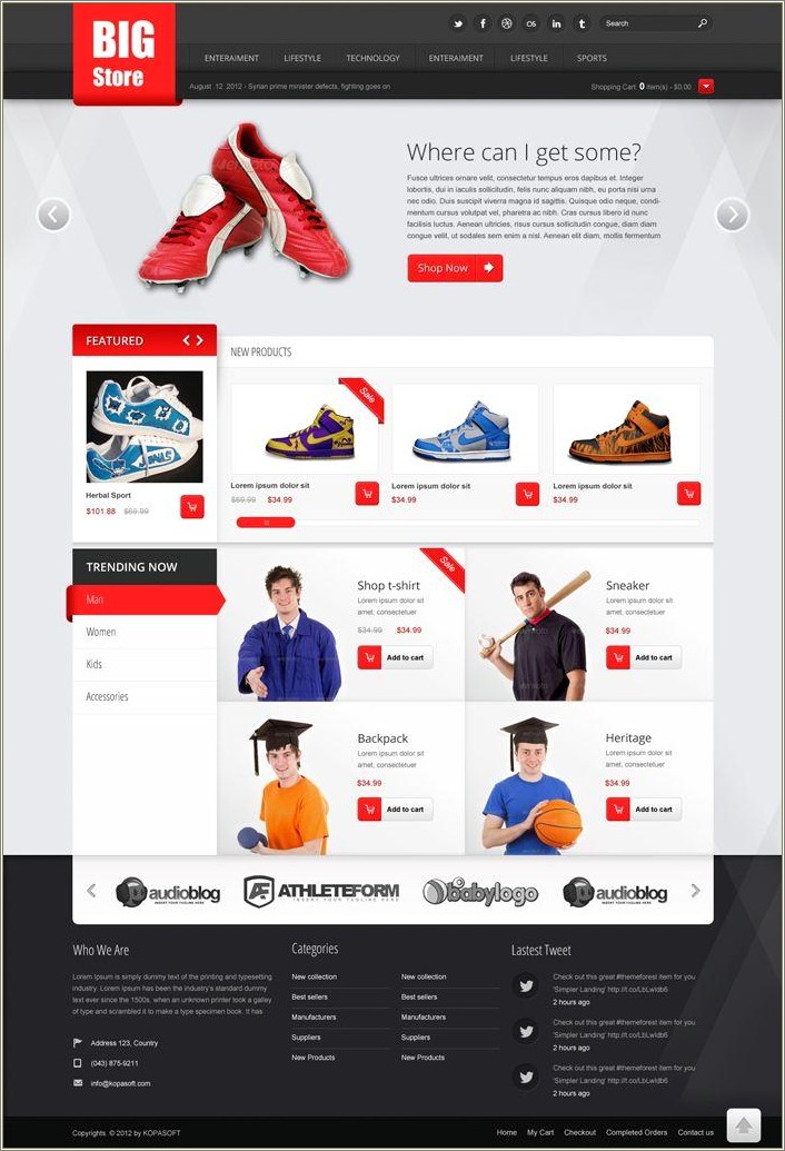 Free Online Store Web Design Templates