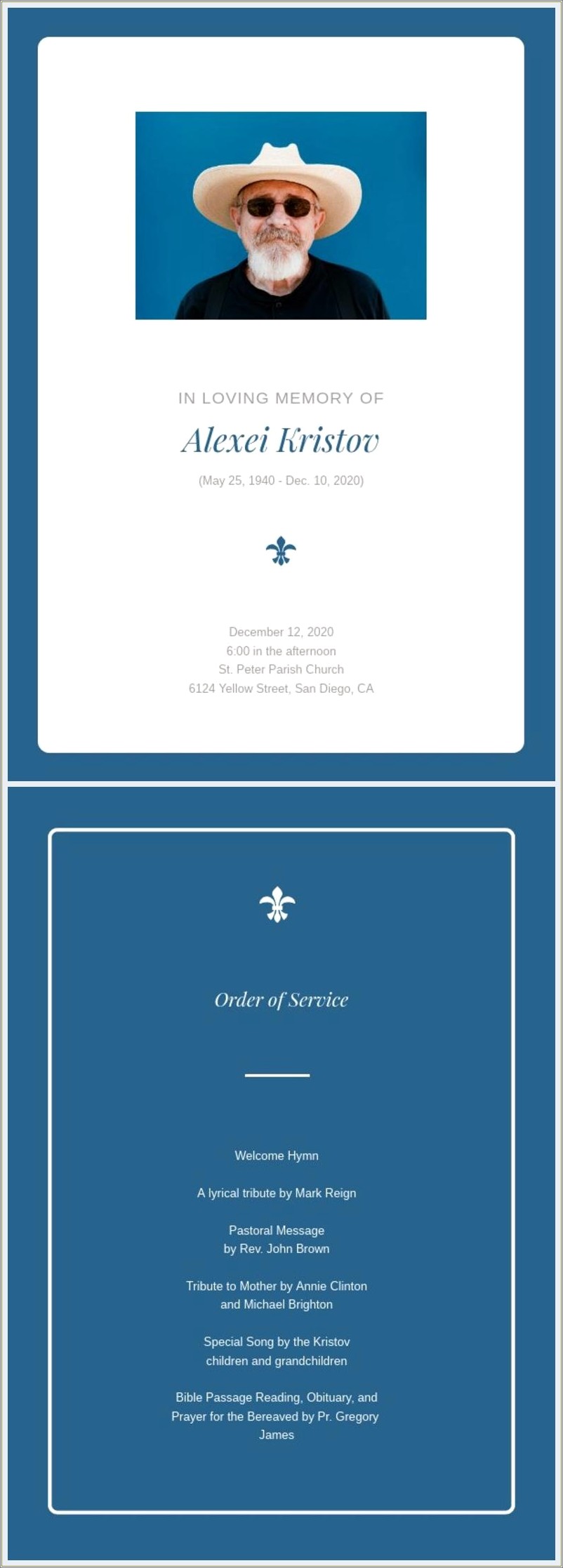 Free Online Templates For Funeral Programs